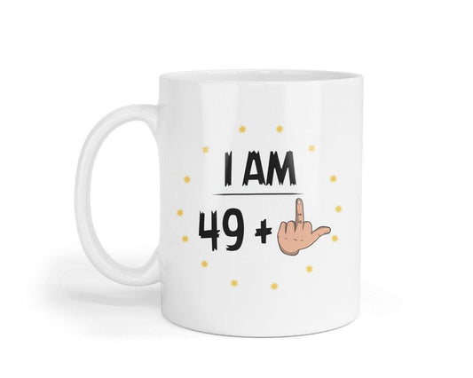 Funny 50th Birthday Mug & Coaster Set: Rude Middle Finger Design