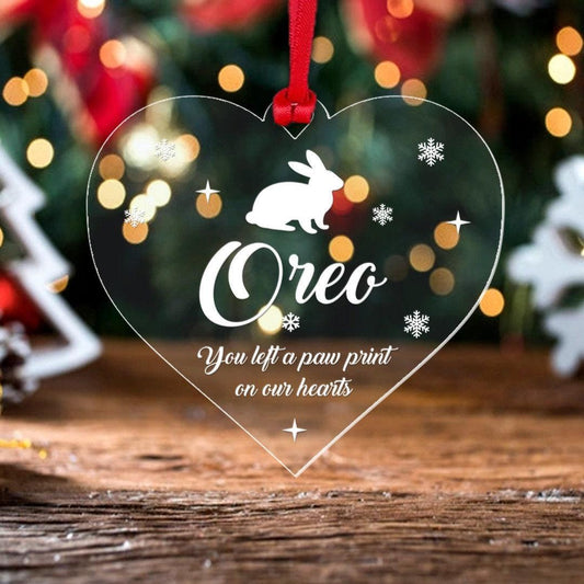 Personalised Rabbit Memorial Christmas Bauble Pet Memory Xmas Decoration Gift