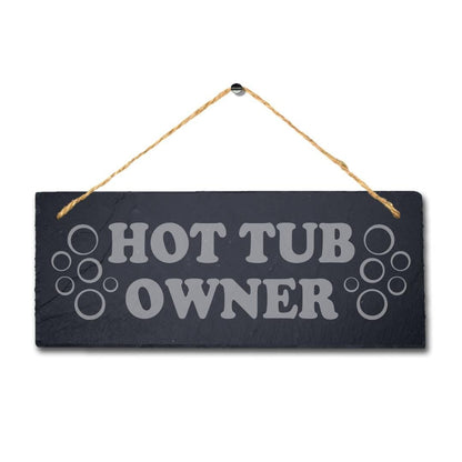 Hot Tub Owner Laser Engraved Hanging Slate Pool Swimming Pond Decor Plaque Sign