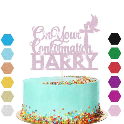 Personalised On Your Confirmation Dove Cake Topper Congratulation Birthday Cake Any Name