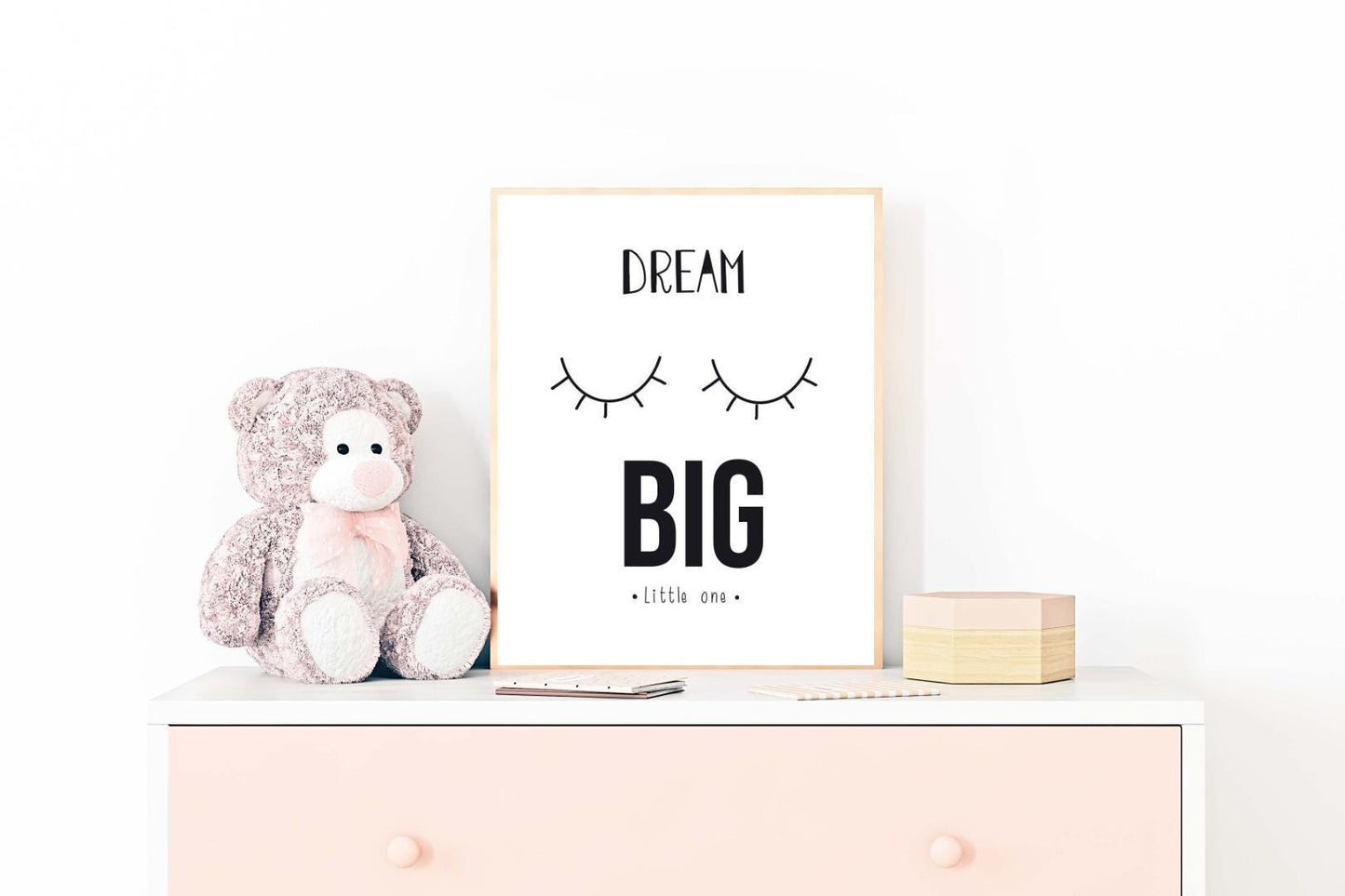 Dream Big Eye Lashes Kids Boho Hand Painted Effect Nursery Wall Art Print Poster