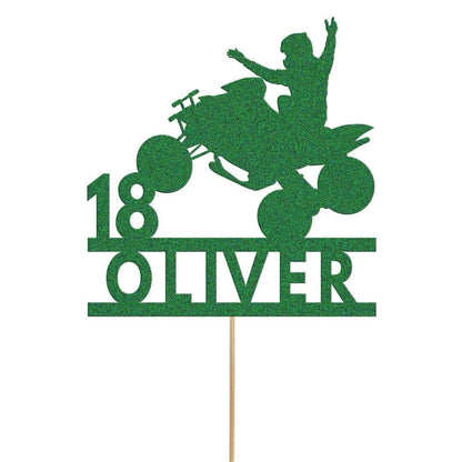 Personalised Quad Bike Glitter Cake Topper: ATV Birthday Decoration