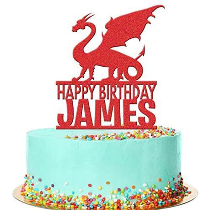 Personalised Acrylic Dragon Fantasy Boys Birthday Cake Topper Decoration Gift