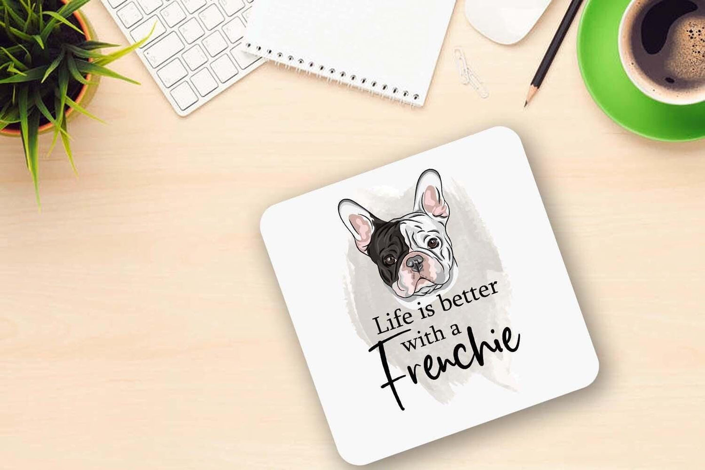 French Bulldog Mug & Coaster Set: 'Life is Better With a Frenchie'
