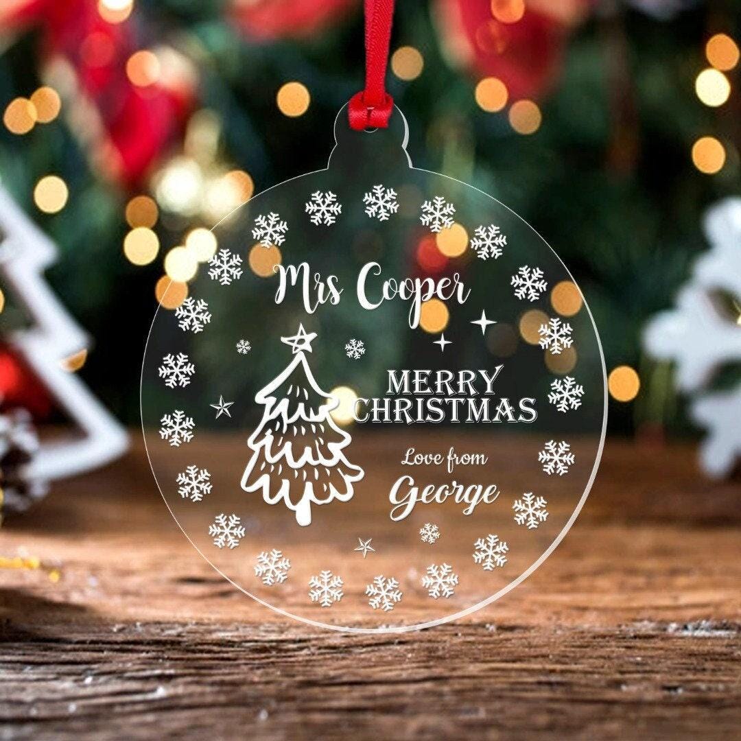 Personalised Name Christmas Bauble Teacher Teaching Assistant Nursery Xmas Gift