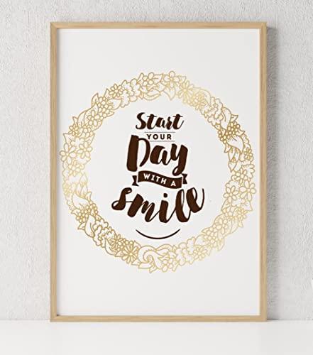 Stay Your Day With A Smile Inspirational Positive Quote Poster Print Wall