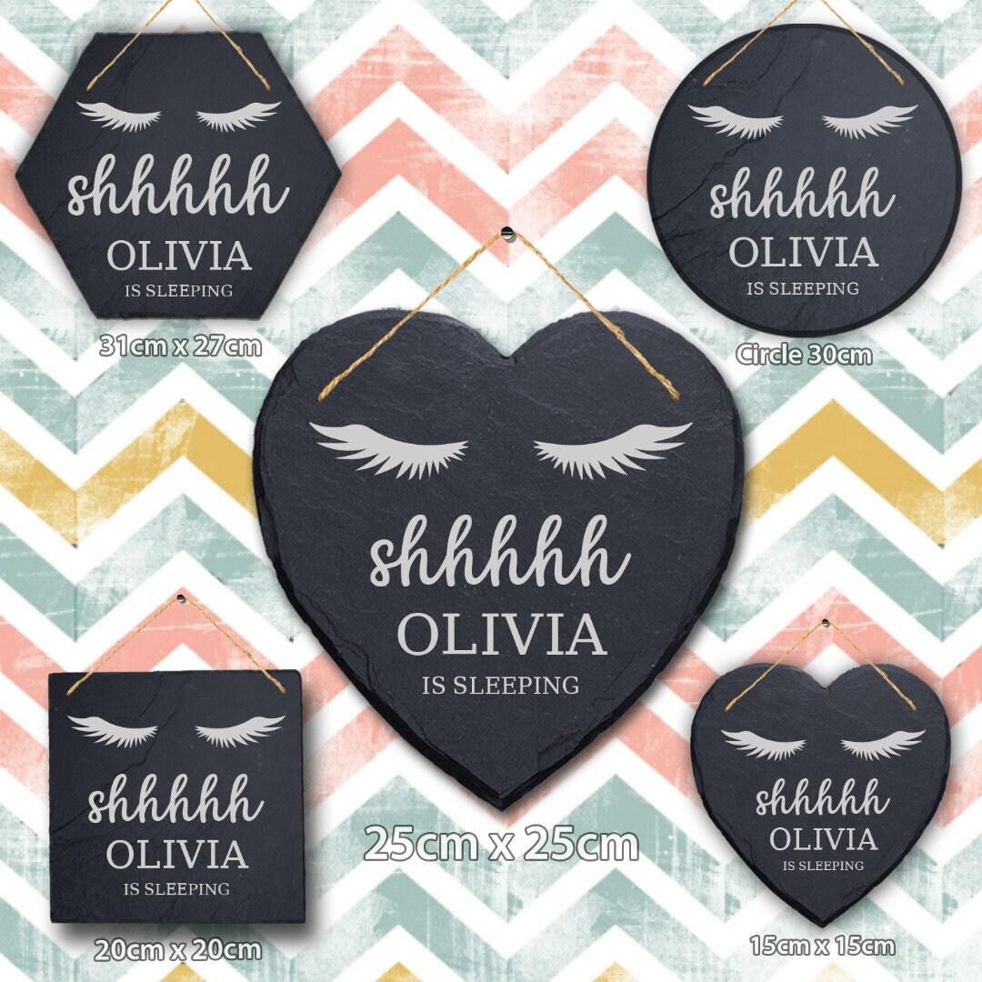 Personalised Baby Sleeping Slate Sign - Shhh New Baby Girl Gift