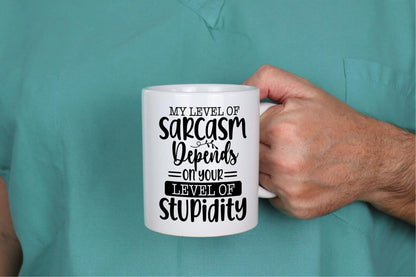 Sarcastic Mug And Coaster Gift Set My Level Of Sarcasm Funny Coffee Cup Gifts