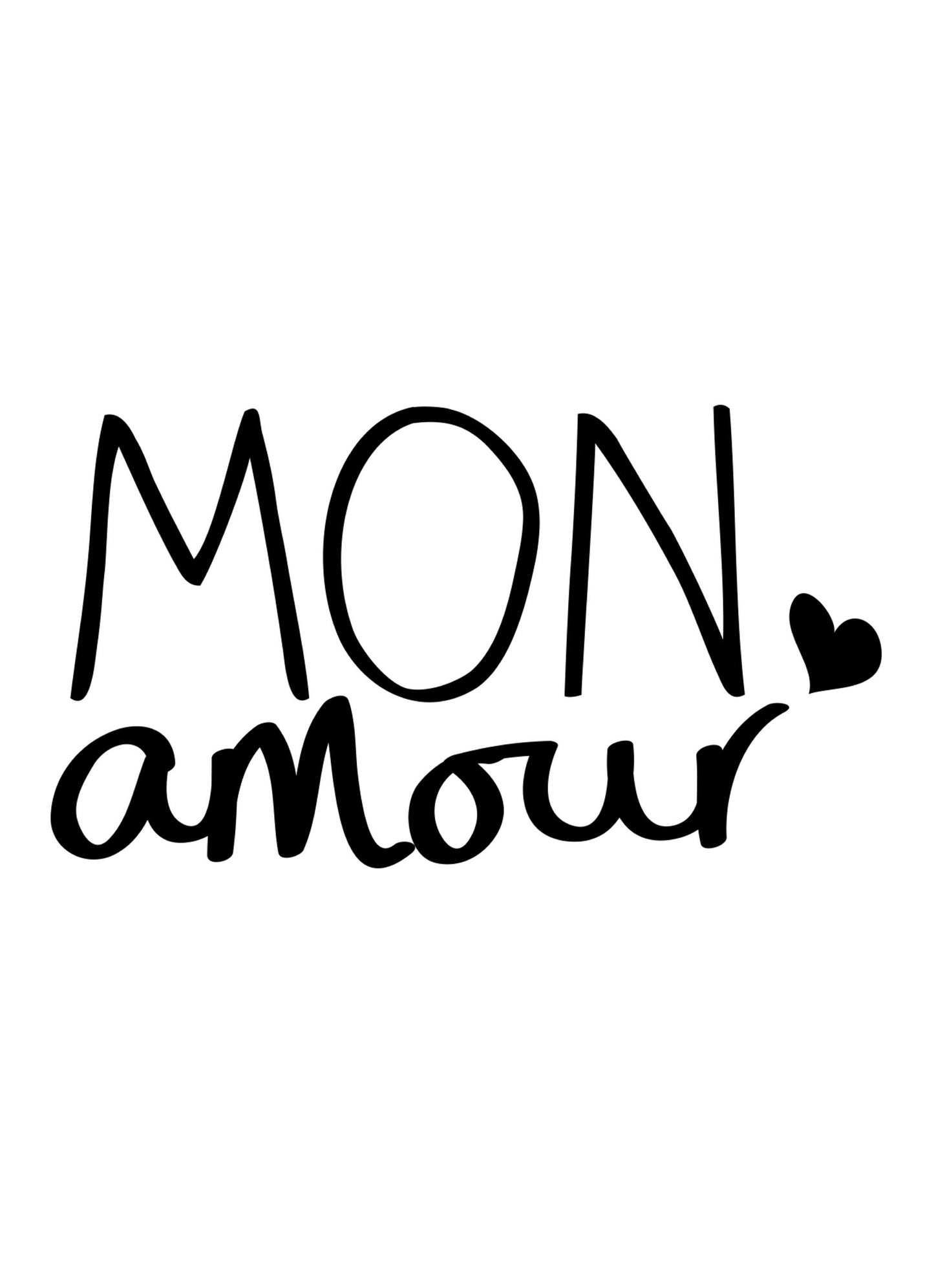 Mon Amour Heart Motivational Inspirational Positive Words Poster Art Print Wall