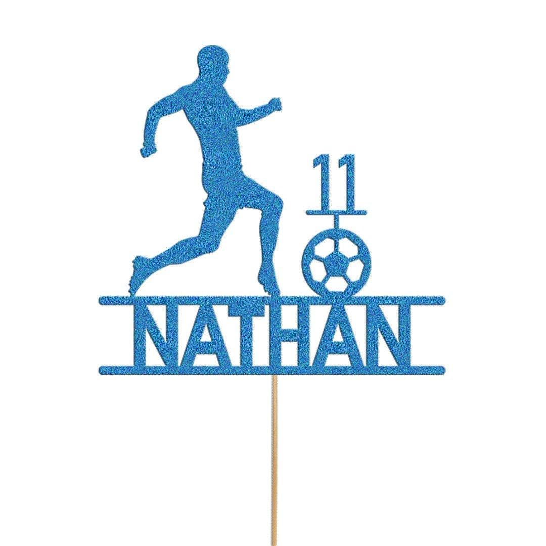 Personalised Football Cake Topper Footballer Birthday Decoration Any Name & Age