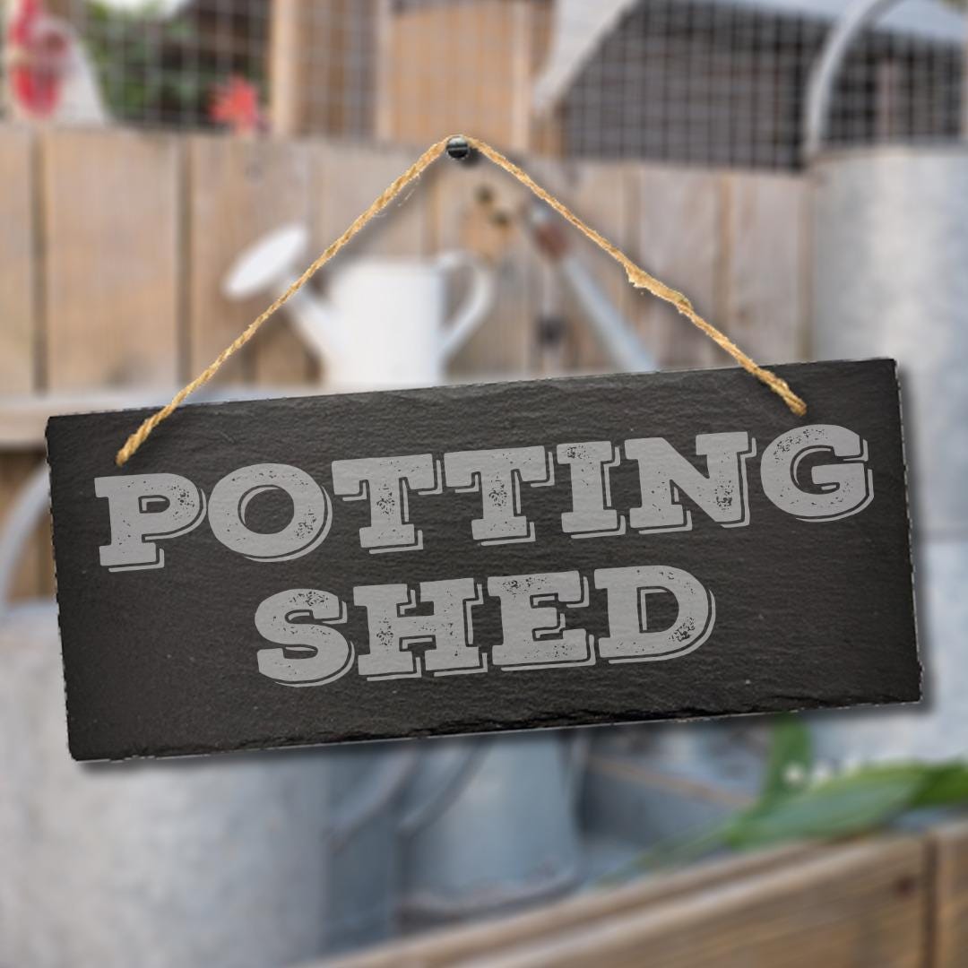 Potting Shed Engraved Hanging Slate Sign Outdoor Plaque Porch Home Garden Gift