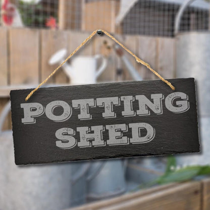 Potting Shed Engraved Hanging Slate Sign Outdoor Plaque Porch Home Garden Gift