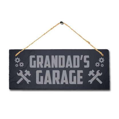 Grandads Garage Engraved Hanging Slate Grandpa Workshop Shed Tools Plaque Sign