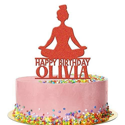 Personalised Acrylic Girl Yoga Spiritual Birthday Cake Topper Decoration Gift