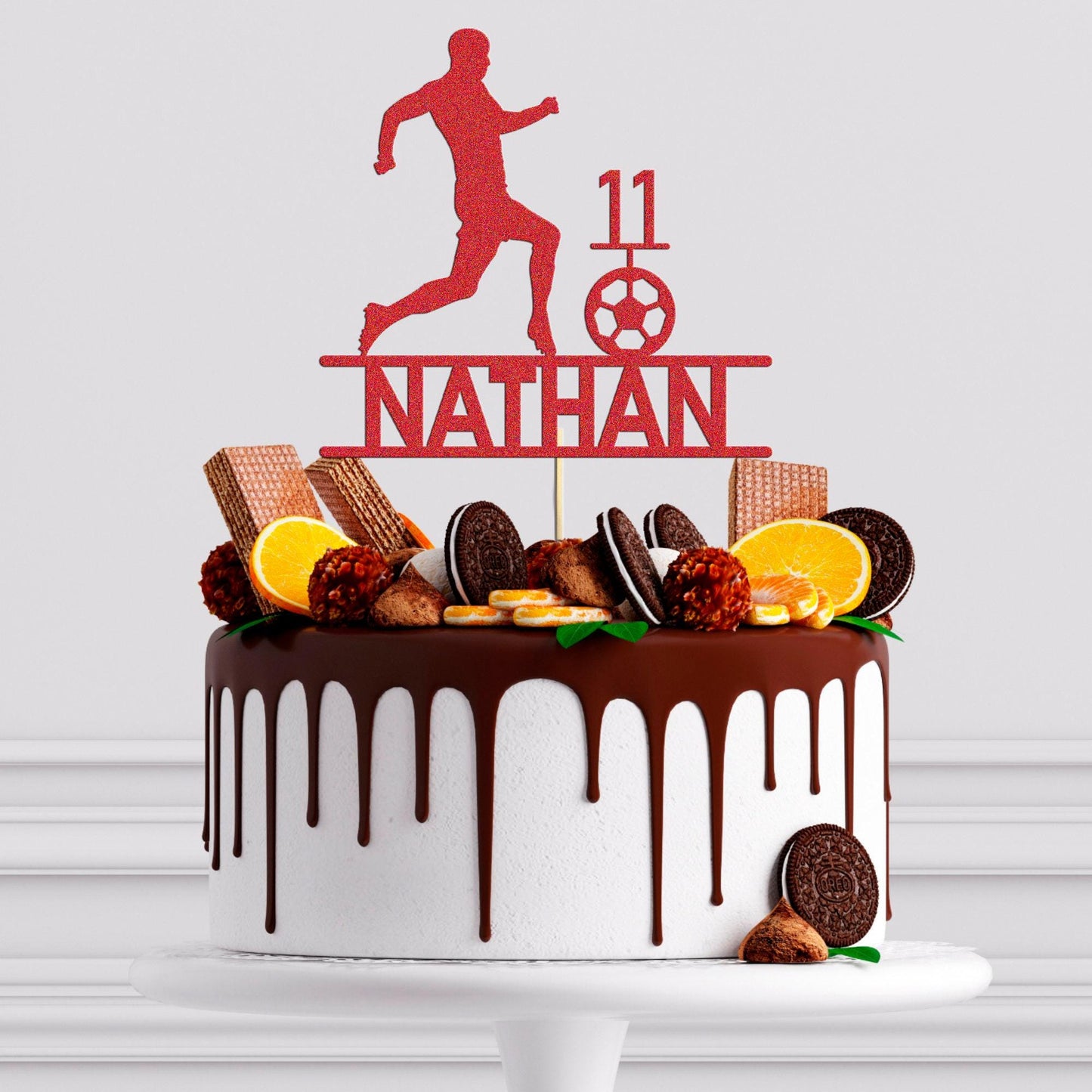 Personalised Football Cake Topper Ideal For Footballer Birthdays! Add Any Name & Age