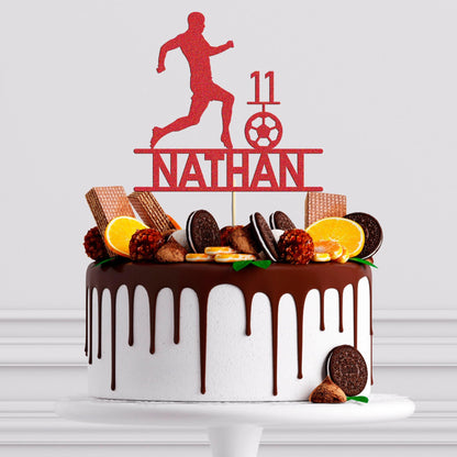 Personalised Football Cake Topper Ideal For Footballer Birthdays! Add Any Name & Age