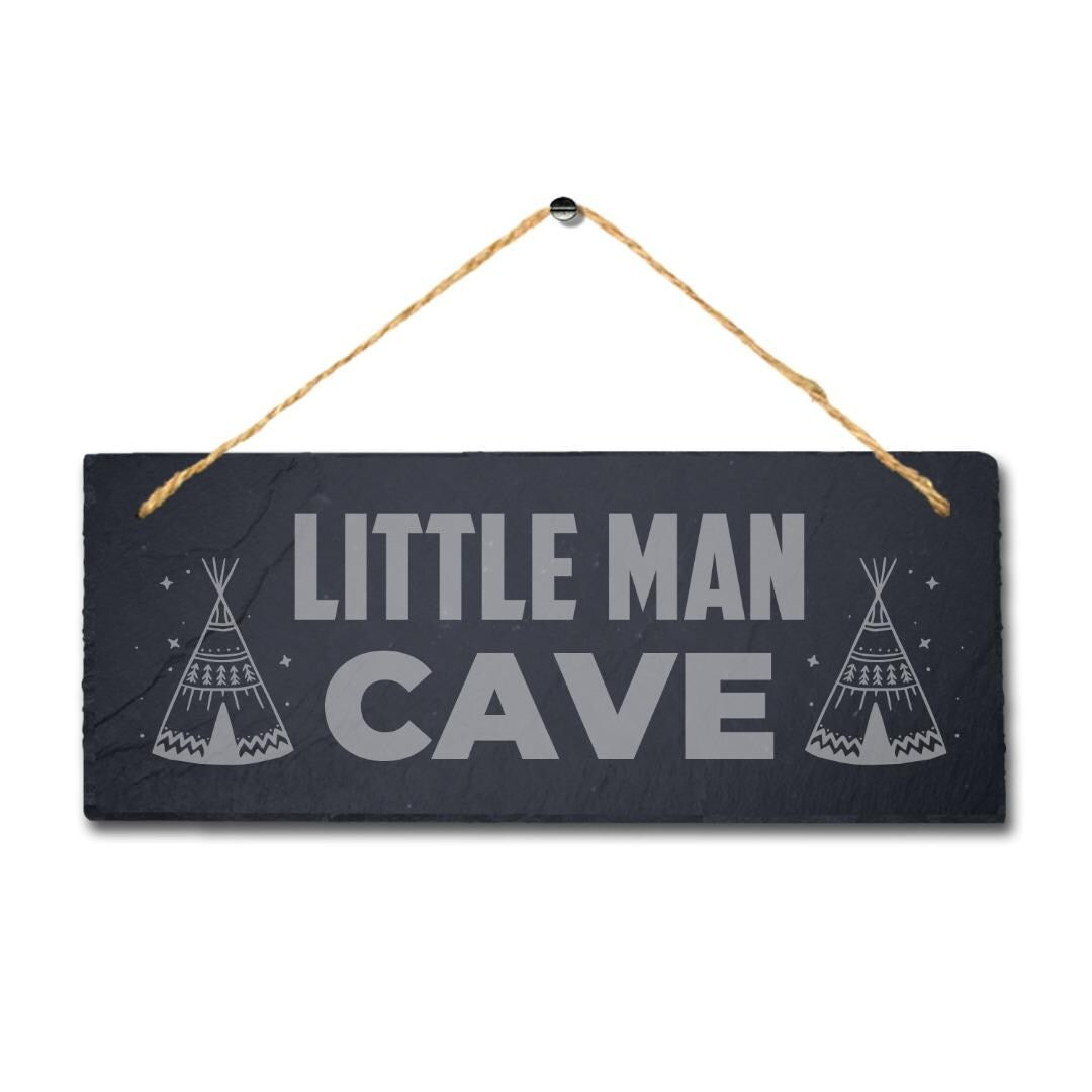 Laser Engraved Slate Little Man Cave Plaque: Home Bar Decor