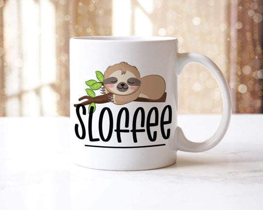 Sloth Coffee Mug and Coaster Set: Funny 'Sloffee' Tea Cup Gift
