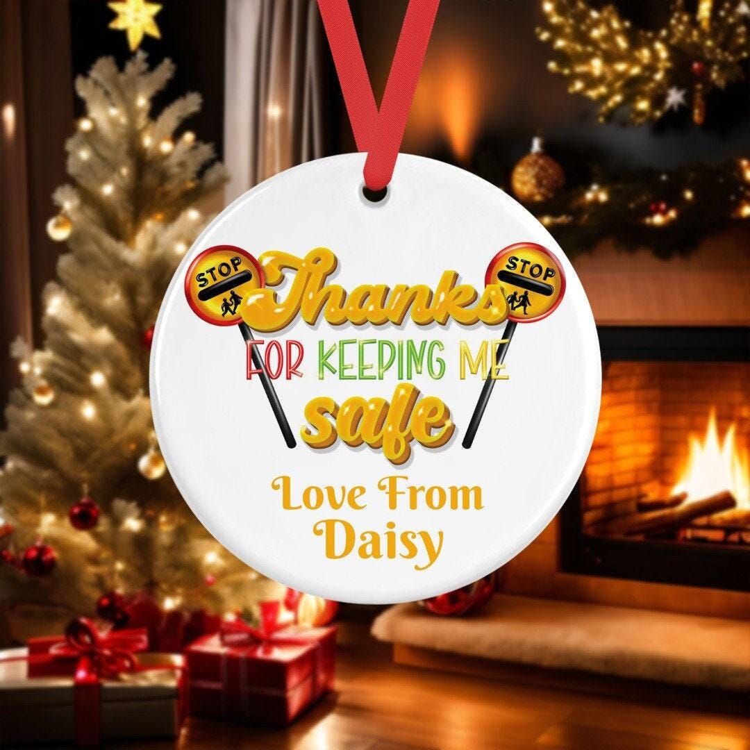 Personalised Lollypop Lady Christmas Ceramic Bauble Gift  Thanks Keeping Me Safe Tree Hanging Decoration