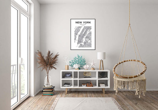 New York Map Manhattan Bedroom World Wall Art Home Room Decor Print Poster