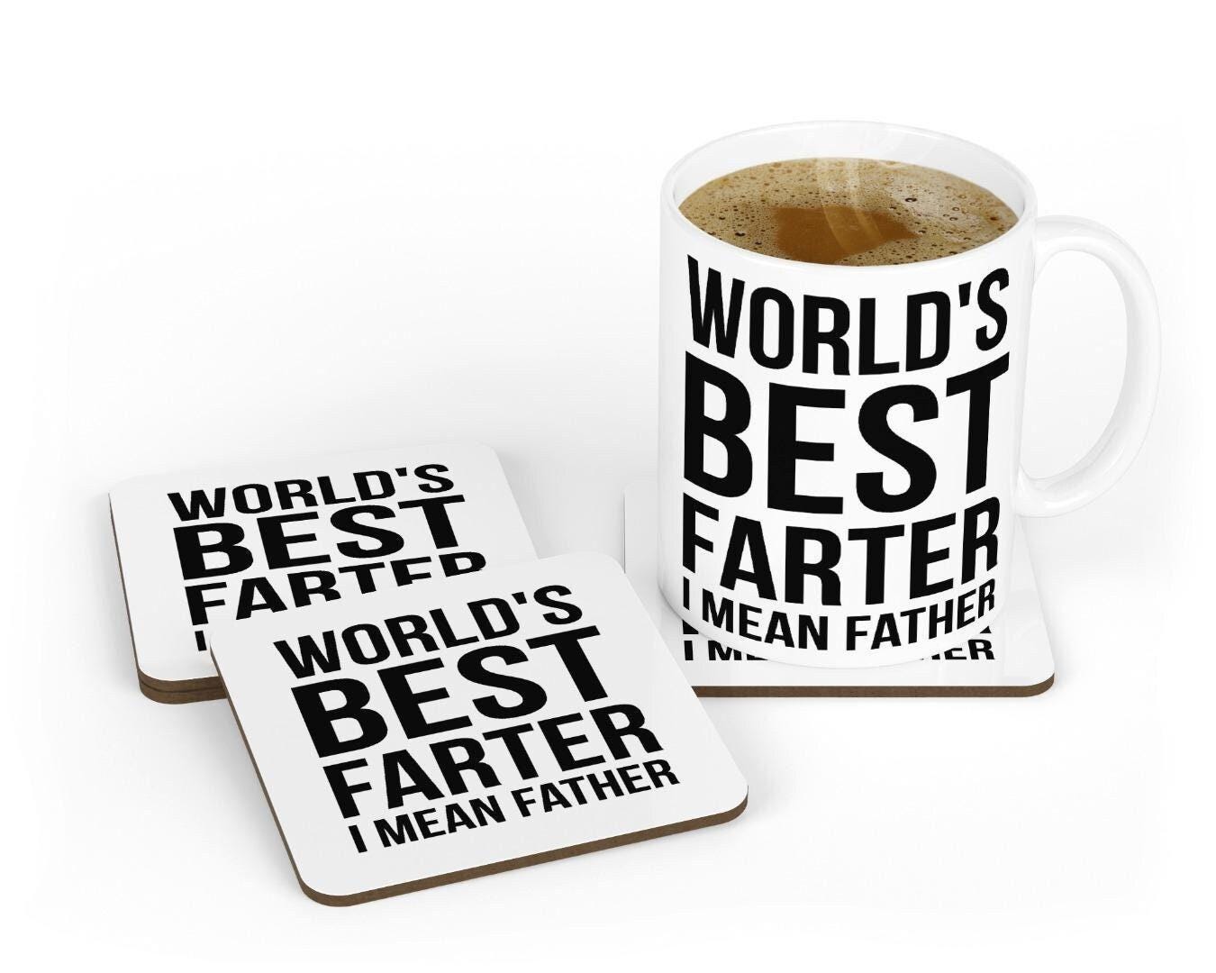 Worlds Best Farter Mug & Coaster Set Funny Dad Birthday Fathers Day Coffee Gift