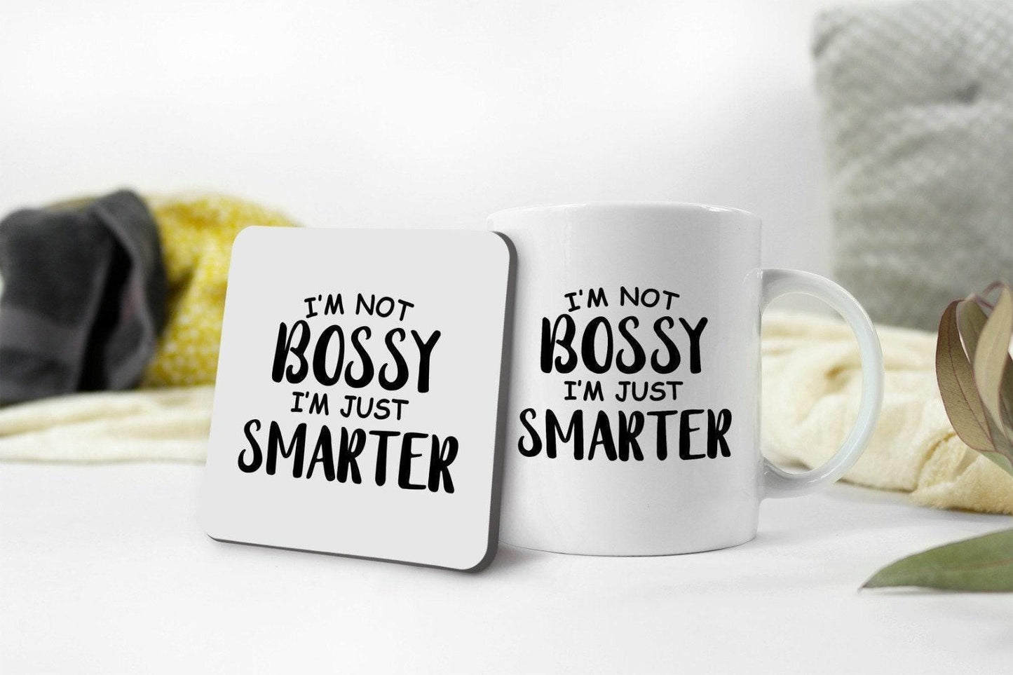 Im Not Bossy Im Just Smarter Novelty Mug & Coaster Tea Cup Coffee Mug Office Manager Gift