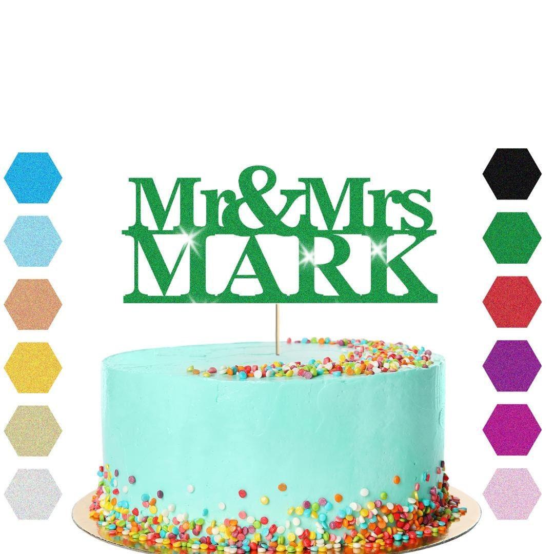 Personalised Glitter Cake Topper: Mr & Mrs, Anniversary, Wedding