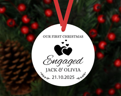 Personalised First Christmas Bauble Engagement Announcement Xmas Ceramic Keepsake Gift