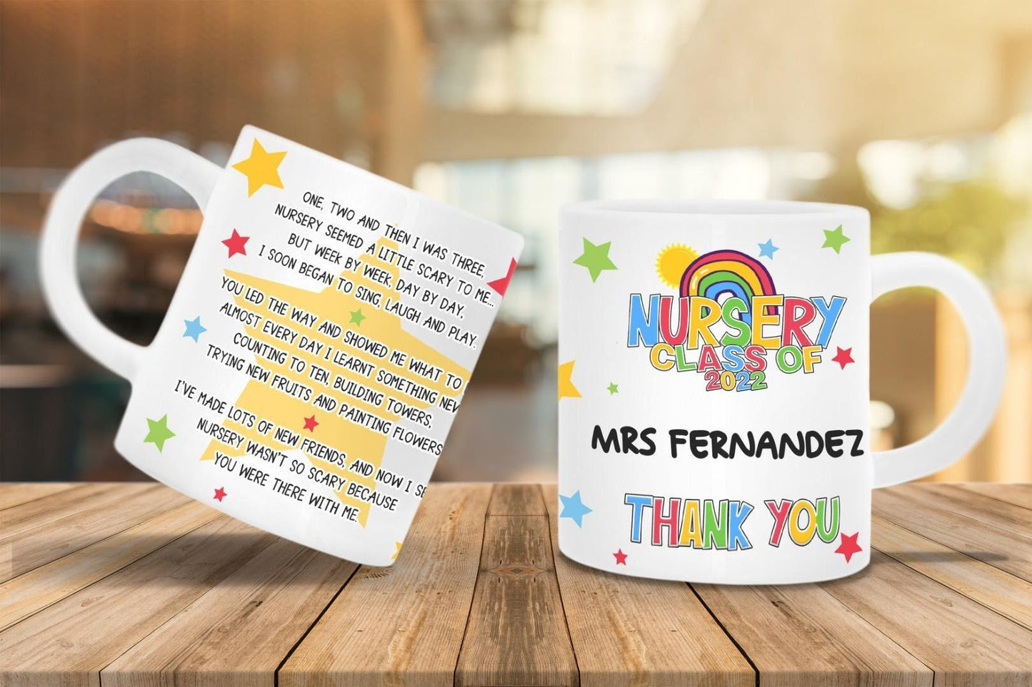 Personalised Teacher Mug And Coaster Gift Set Nursery Class Customise Name Gift