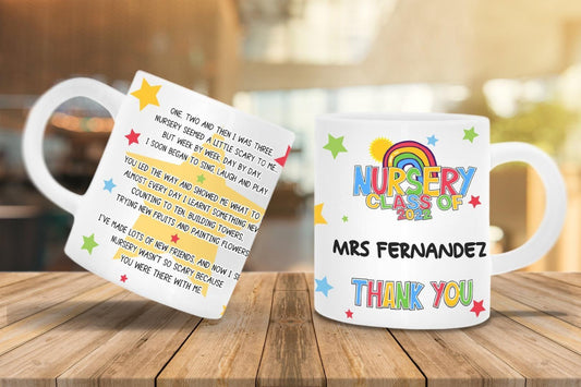 Personalised Teacher Mug And Coaster Gift Set Nursery Class Customise Name Gift