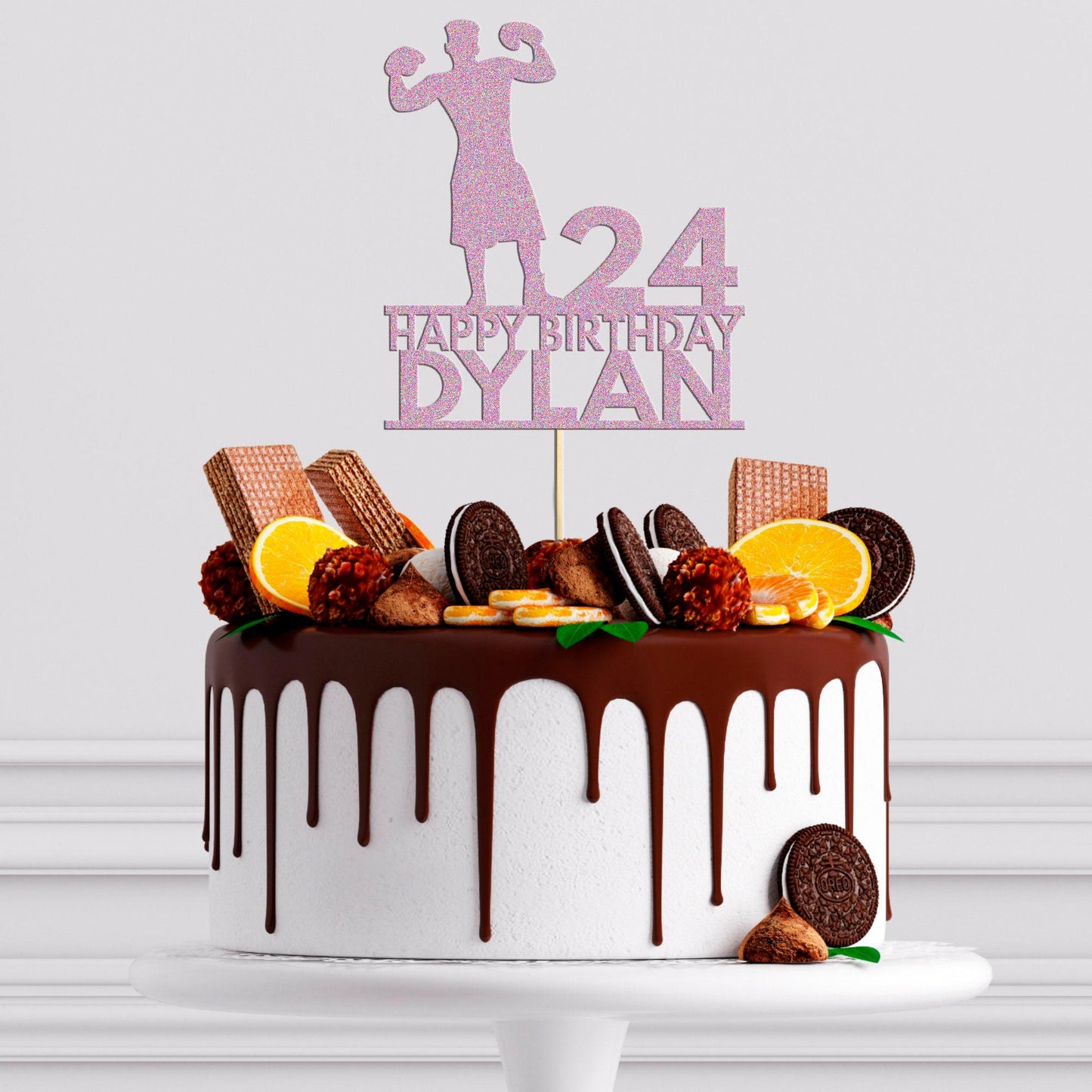 Personalised Boxing Cake Topper: Glitter Champion Decoration