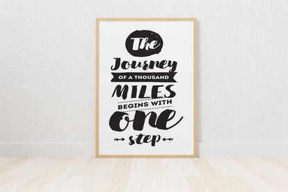 The Journey Of Thousand Miles Inspirational Positive Quote Poster Wall