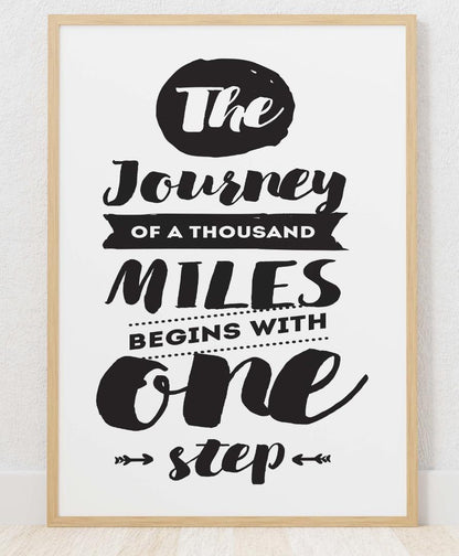 The Journey Of Thousand Miles Inspirational Positive Quote Poster Wall
