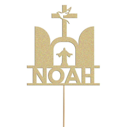 Personalised Glitter Confirmation Cake Topper: Dove & Cross Decoration