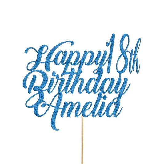 Personalised Cake Topper Any Custom & Text Birthday Wedding Glitter Decoration