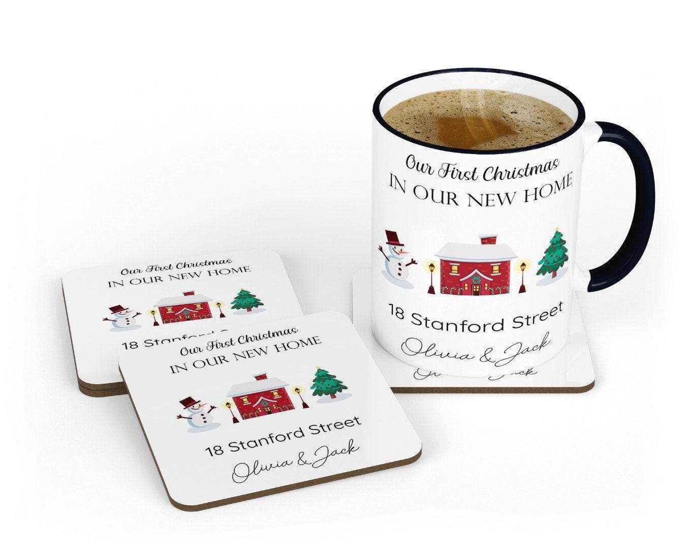 Personalised First Christmas New Home Mug & Coaster Set