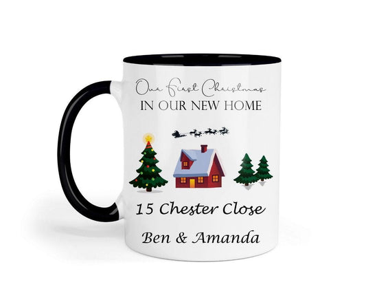 Personalised First Christmas New Home Mug & Coaster Set Couple Gift For Christmas