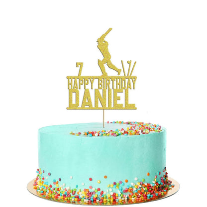 Personalised Glitter Cricket Cake Topper: Birthday Party Decor