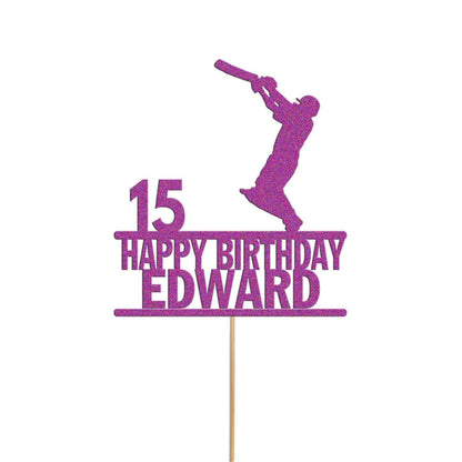Personalised Glitter Cricket Cake Topper: Birthday Party Decor