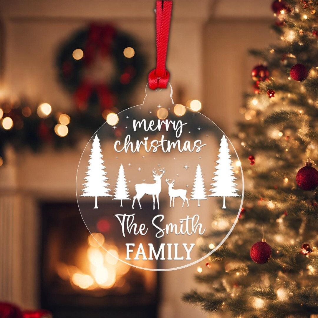 Personalised Merry Christmas Family Bauble Xmas Tree Hanging Decor Keepsake Gift