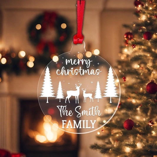 Personalised Merry Christmas Family Bauble Xmas Tree Hanging Decor Keepsake Gift