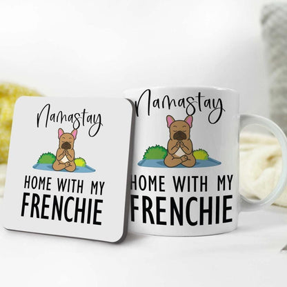Funny French Bulldog Yoga Mug & Coaster Set: Frenchie Gift