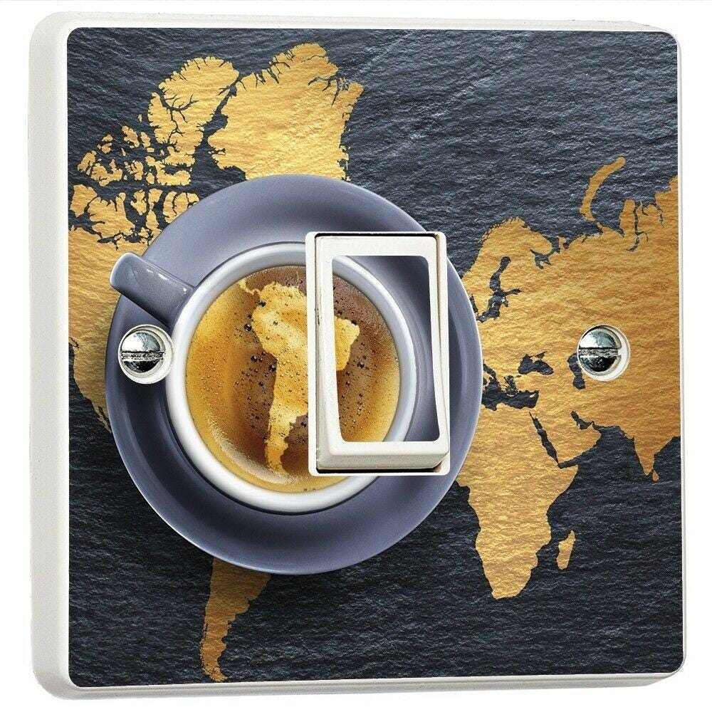 World Map Coffee Light Switch Sticker Cover Vinyl Skin Wall Decal Decor
