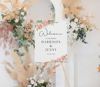 Personalised Wedding Welcome Sign: Floral Entrance Poster (A1-A4)