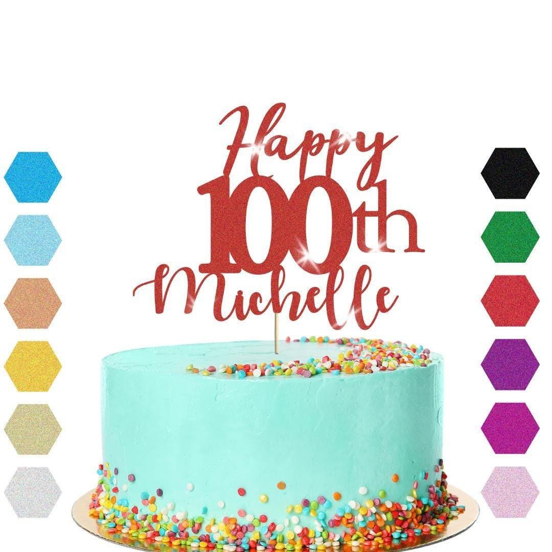 Personalised Name 100th Birthday Glitter Cake Topper Party Cake Decoration Gift