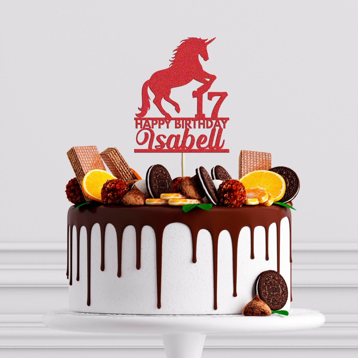 Unicorn Cake Topper Personalised Animal Birthday Decor Add Any Name & Age For A Special Touch