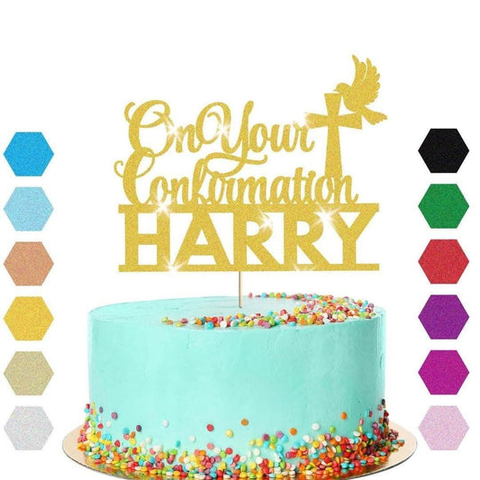 Personalised On Your Confirmation Dove Cake Topper Congratulation Birthday Cake Any Name
