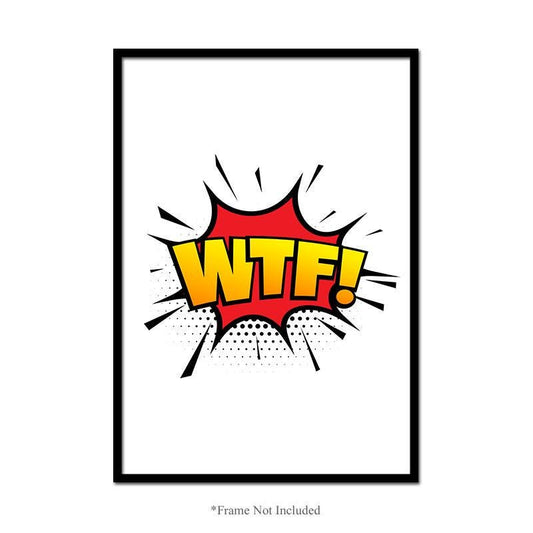 Wtf Explosion Wall Poster Bedroom Comic Typography Art Nursery Print Decor