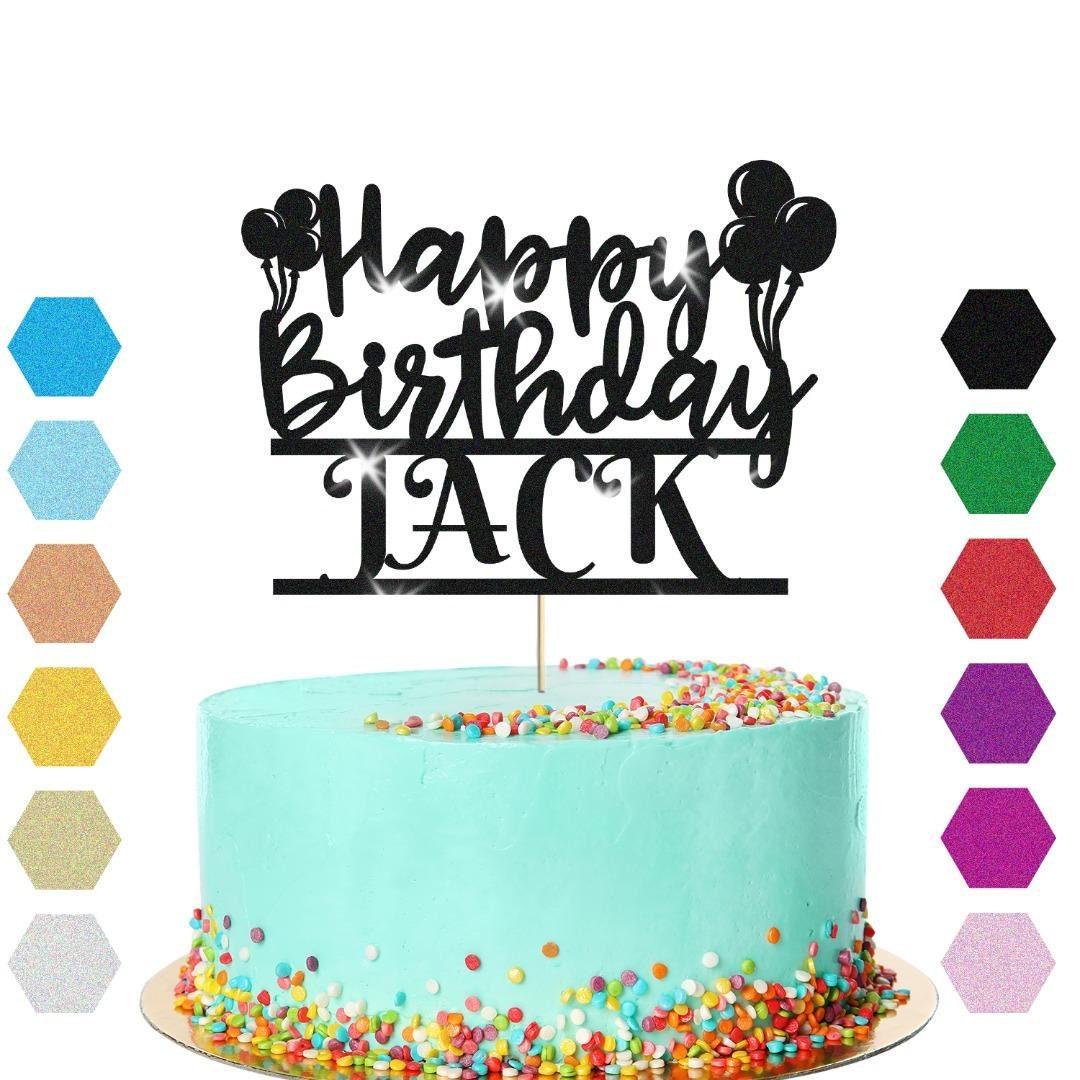 Personalised Balloons Happy Birthday Glitter Cake Topper Party Cake Decoration