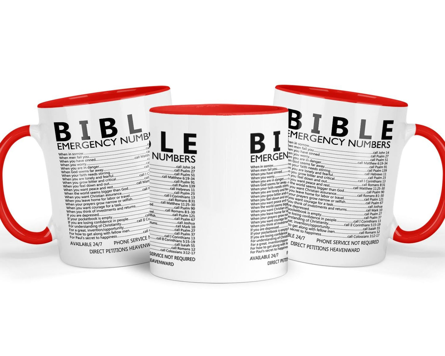 Bible Verse Mug & Coaster Gift Set: Christian Emergency Numbers